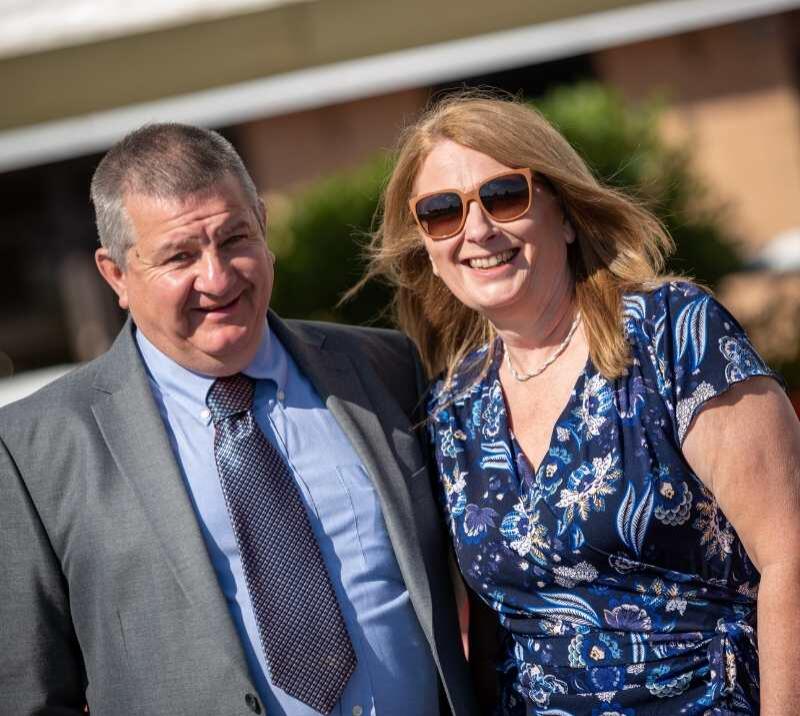The couple enjoy a day at the races